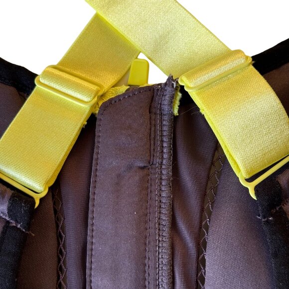 Fabletics Sports Bra Crisscross Straps Gray Yellow Size XXS Front Zip Athletic - Picture 10 of 11